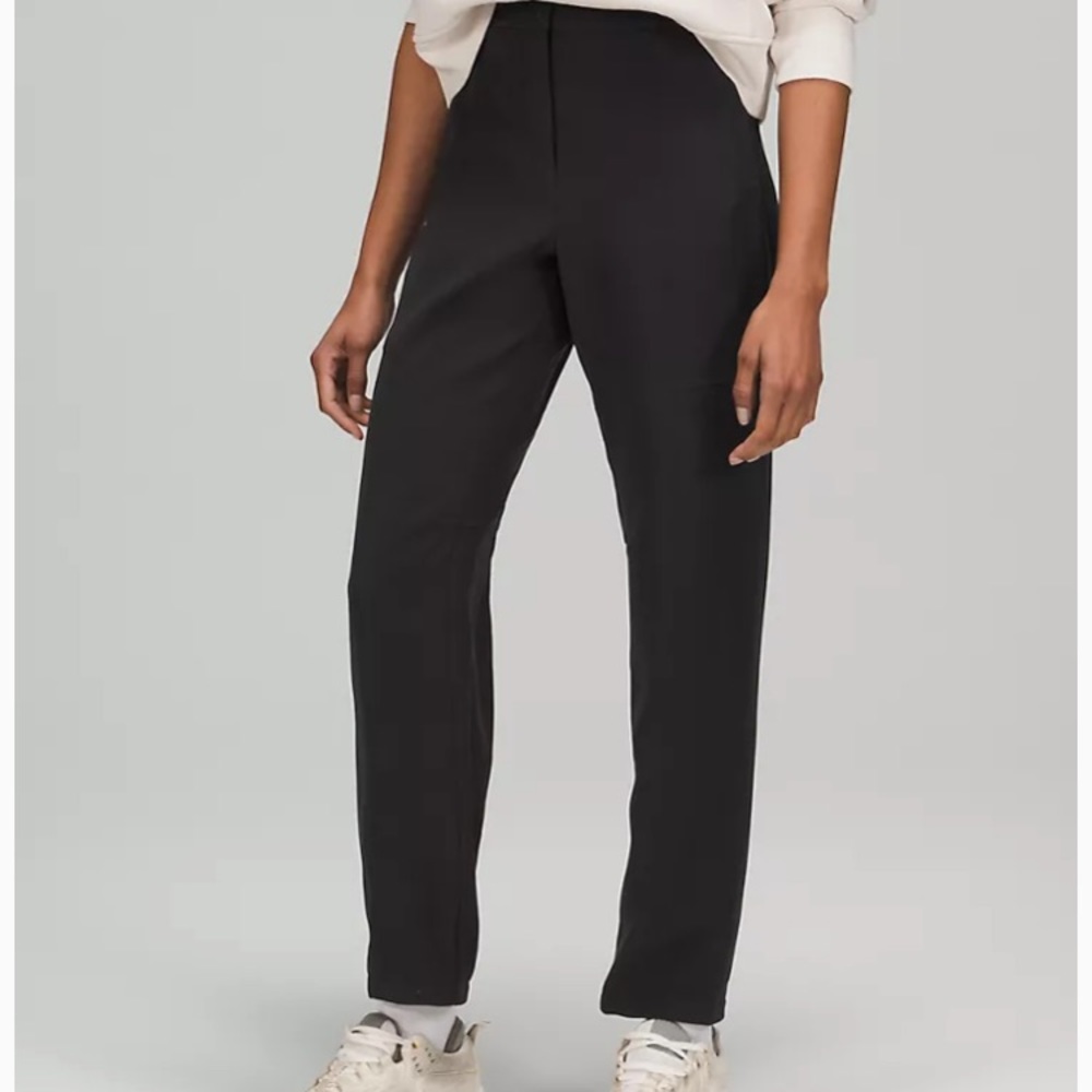 Lululemon High Waisted Ankle Athleisure Black Trouser Pant Travel Woven Sz 8